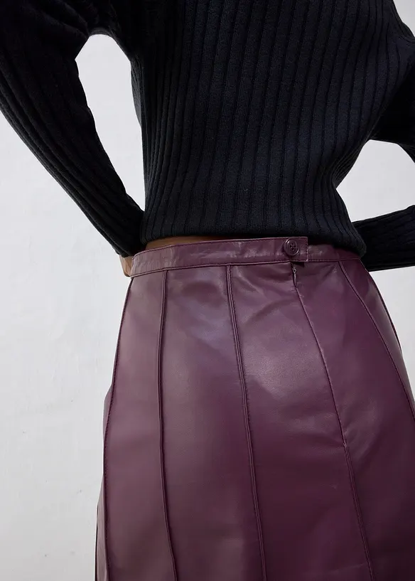 Uitlopende leren rok van lamsnappa, bonprix