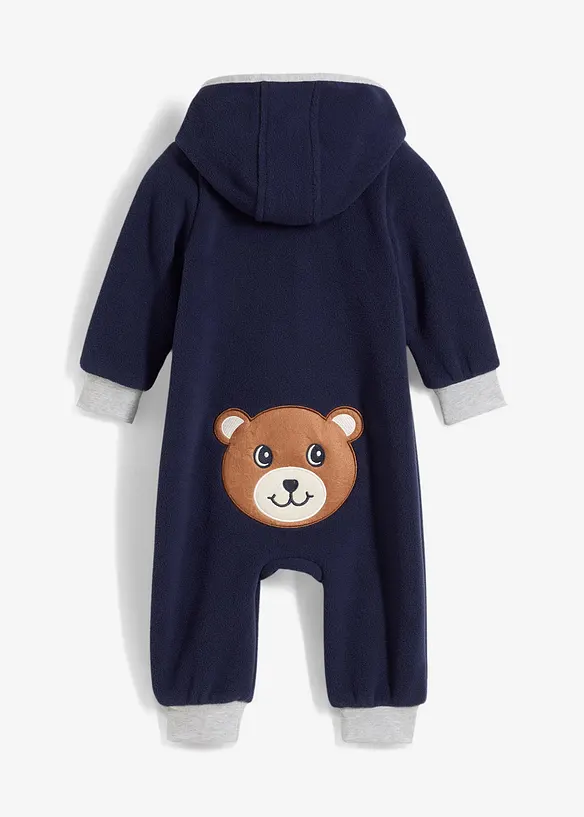Baby fleece jumpsuit met capuchon, bonprix