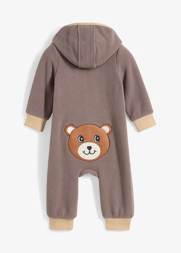 Baby fleece jumpsuit met capuchon, bonprix