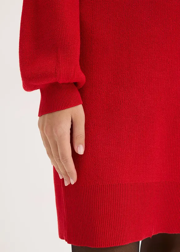 Gebreide jurk met strik in een zachte viscosemix, bonprix