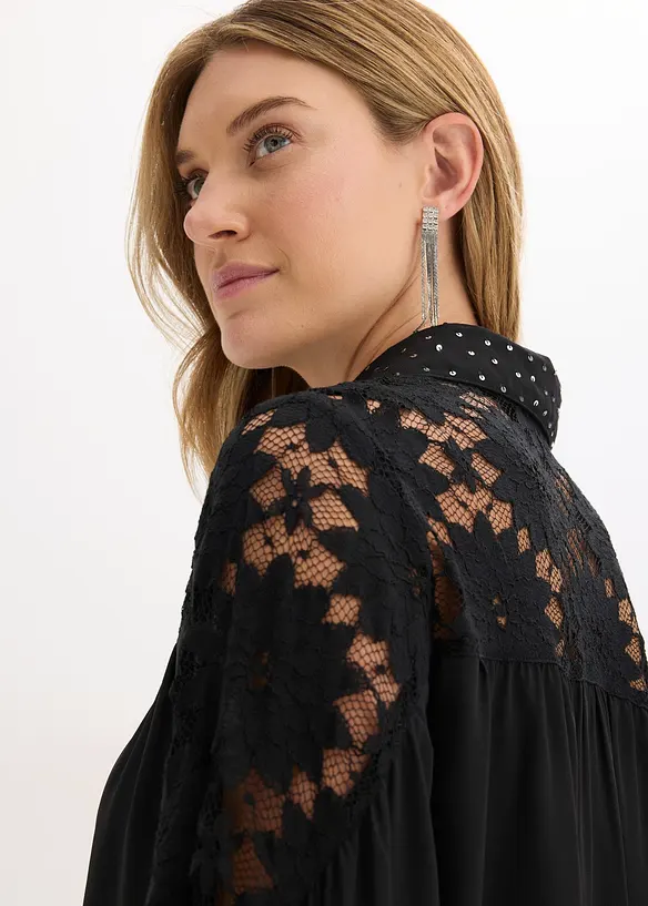 Blouse met kant, bonprix