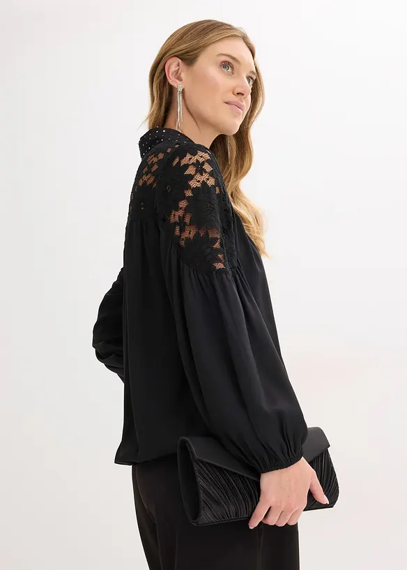 Blouse met kant, bonprix