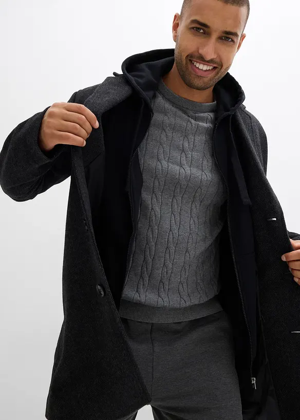 Korte coat met wol, bonprix