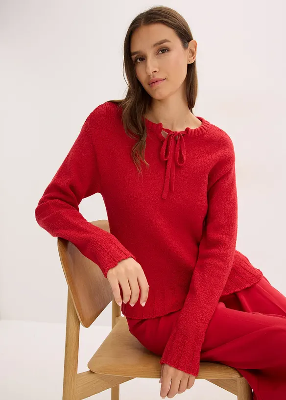 Grof gebreide trui met strik, bonprix