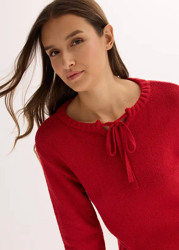 Grof gebreide trui met strik, bonprix