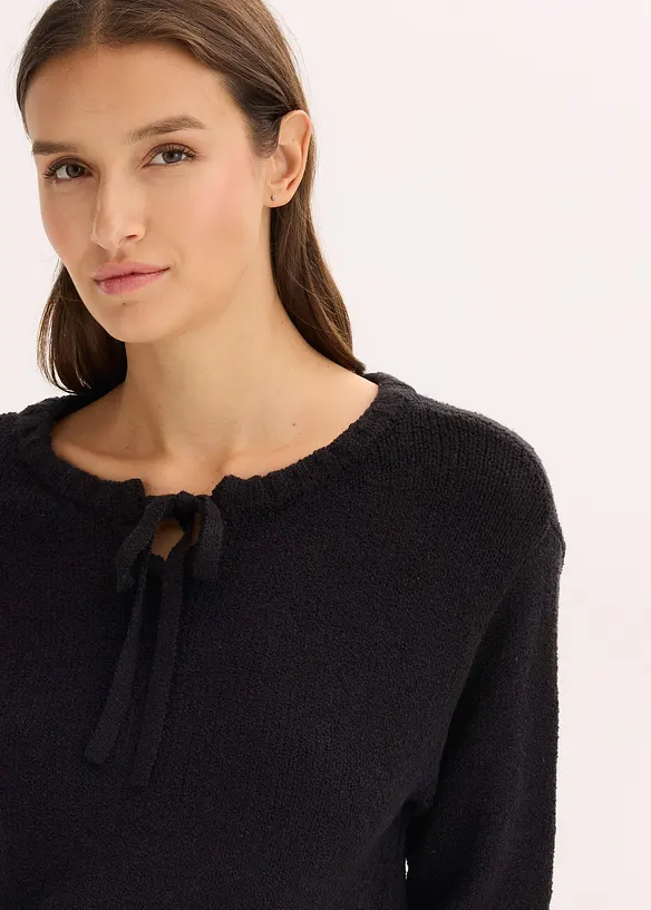 Grof gebreide trui met strik, bonprix