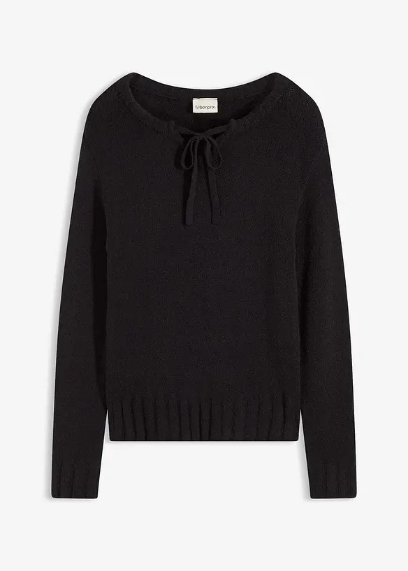 Grof gebreide trui met strik, bonprix