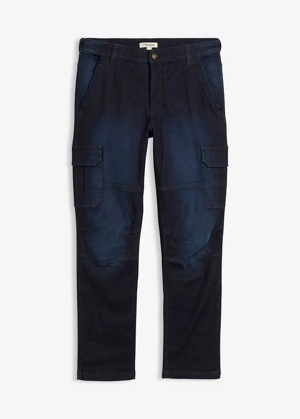 Thermo regular fit cargo jeans met comfortband en flanellen voering, straight, bonprix