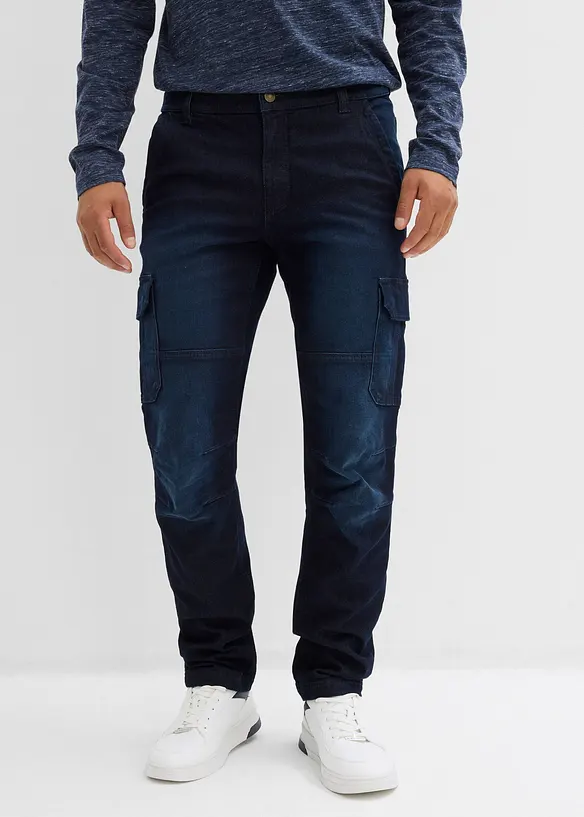 Thermo regular fit cargo jeans met comfortband en flanellen voering, straight, bonprix