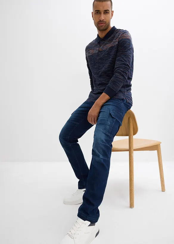 Thermo regular fit cargo jeans met comfortband en flanellen voering, straight, bonprix