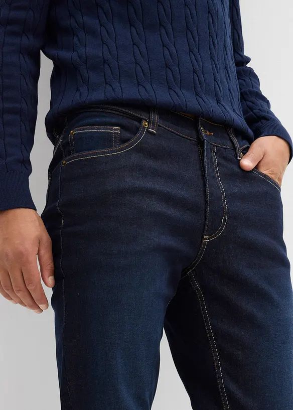 Regular fit thermo stretch jeans met comfortband en zachte voering van jersey, straight, bonprix