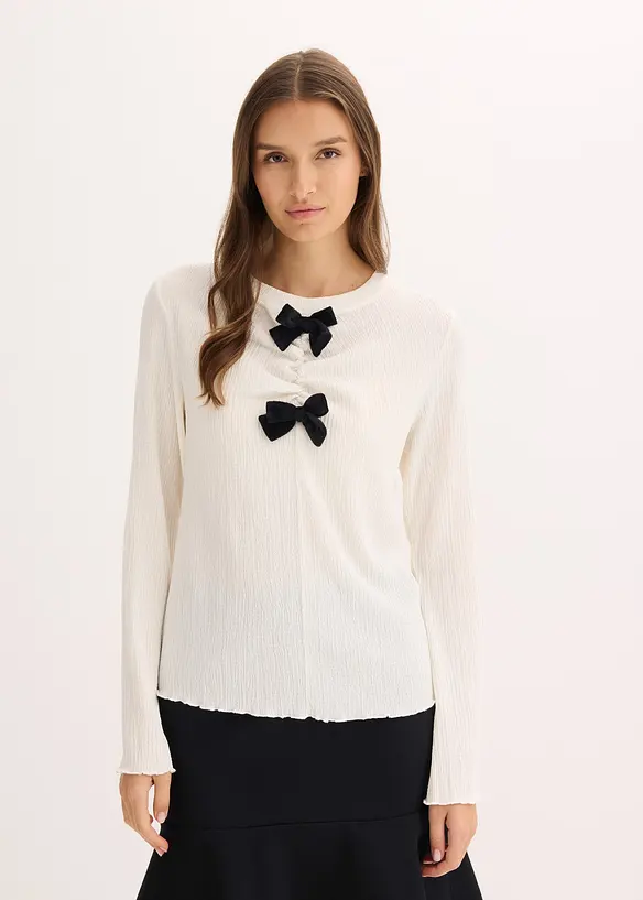 Longsleeve van gestructureerde crêpe, bonprix