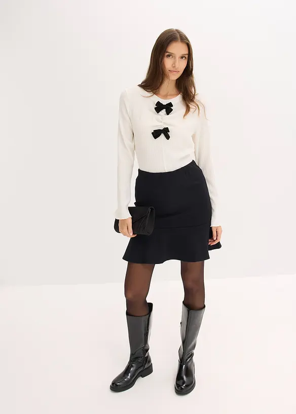 Longsleeve van gestructureerde crêpe, bonprix