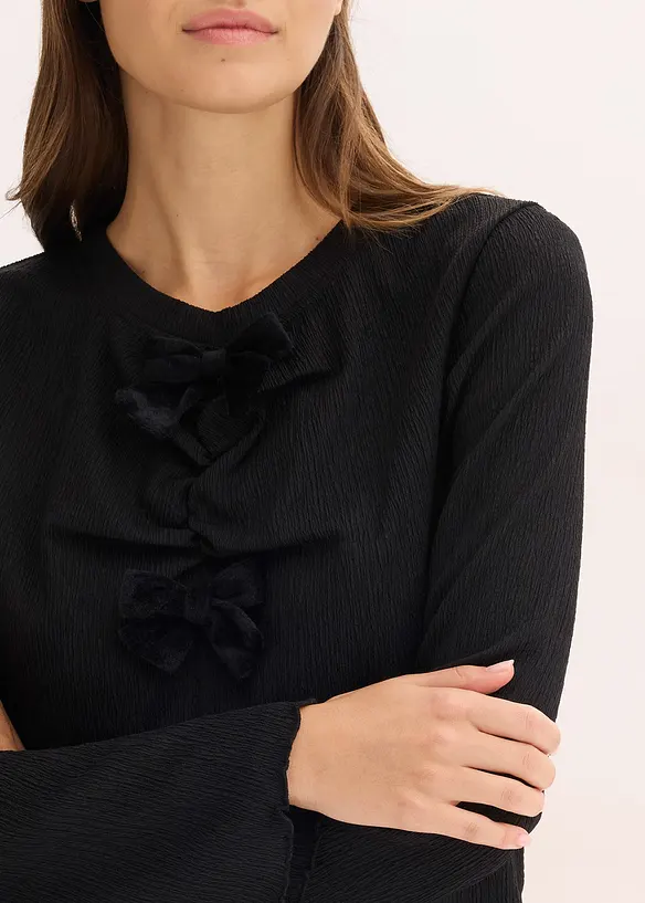 Longsleeve van gestructureerde crêpe, bonprix