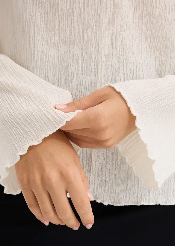 Longsleeve van gestructureerde crêpe, bonprix