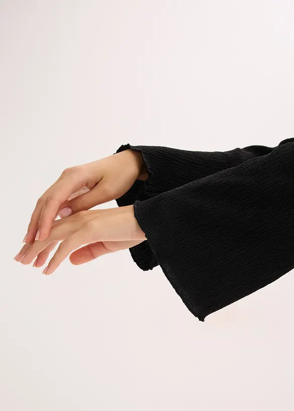 Longsleeve van gestructureerde crêpe, bonprix