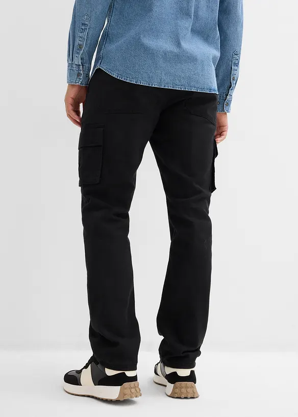 Relaxed fit thermo cargo broek met comfortband en voering van flanel, straight, bonprix