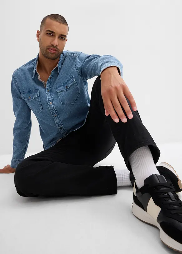 Relaxed fit thermo cargo broek met comfortband en voering van flanel, straight, bonprix