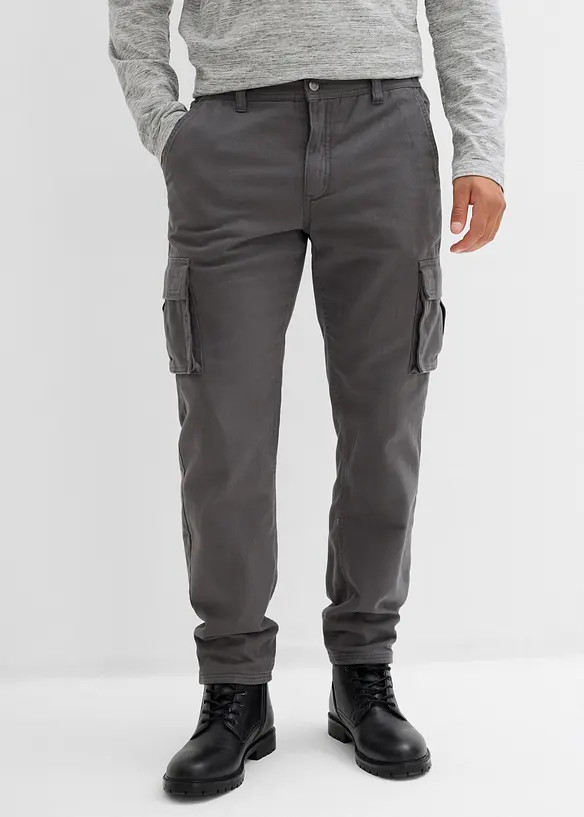 Relaxed fit thermo cargo broek met comfortband, straight, bonprix