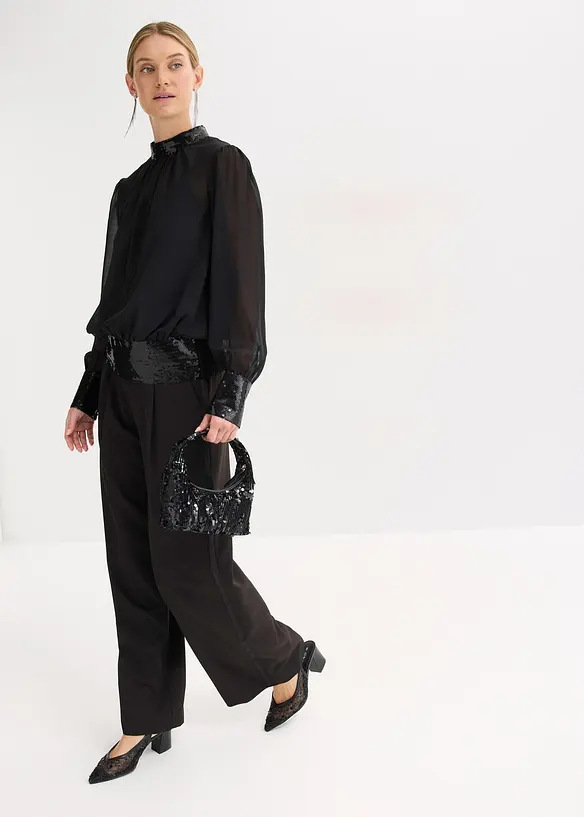 Blouse van fijne tule met pailletten, bonprix