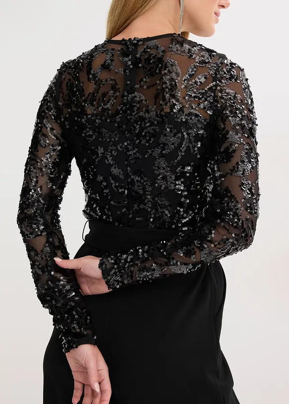 Jumpsuit met geborduurde pailletten, bonprix