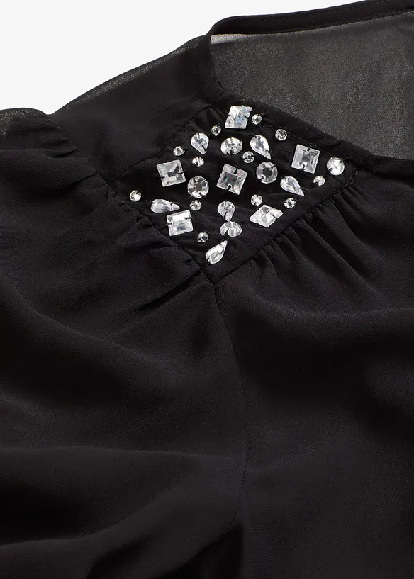 Chiffon blouse met strass, bonprix