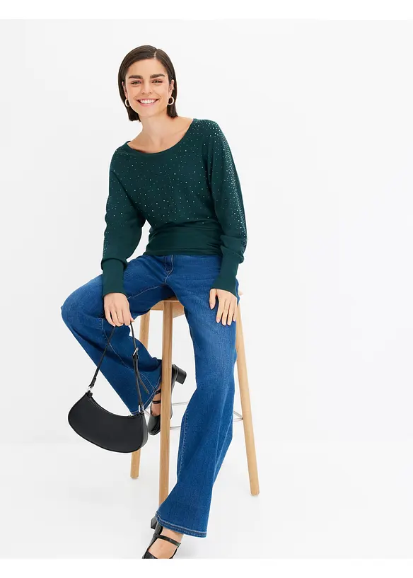 Trui met applicatie van strass, bonprix