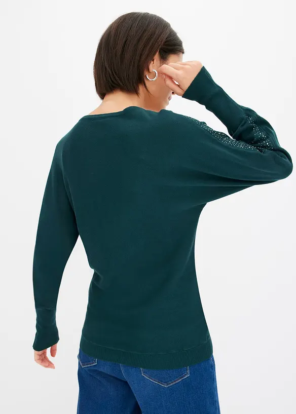 Trui met applicatie van strass, bonprix