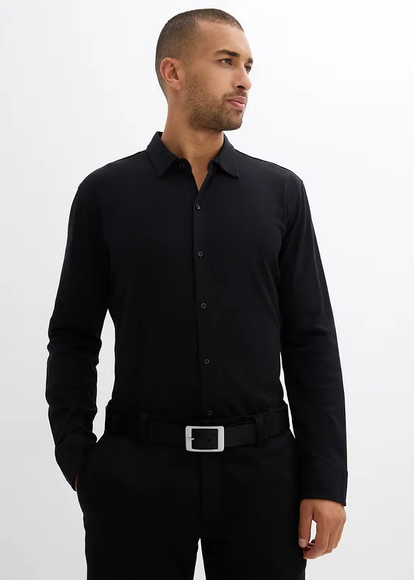 Super stretch overhemd van katoen-piqué, slim fit, bonprix