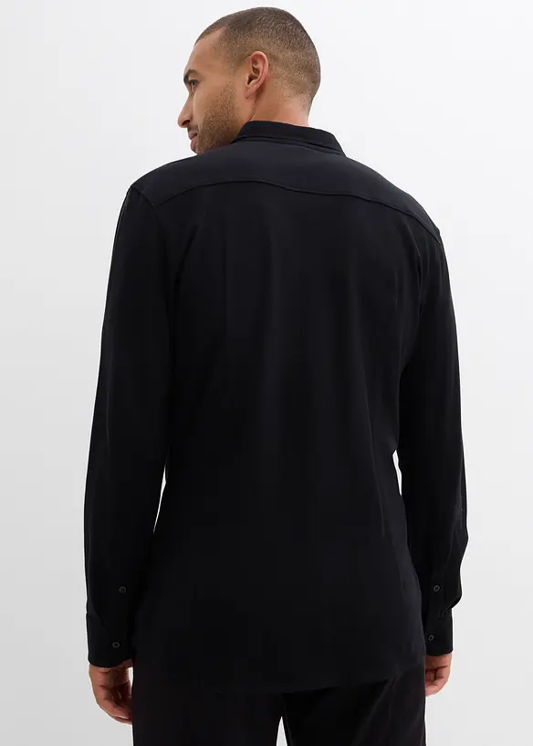 Super stretch overhemd van katoen-piqué, slim fit, bonprix