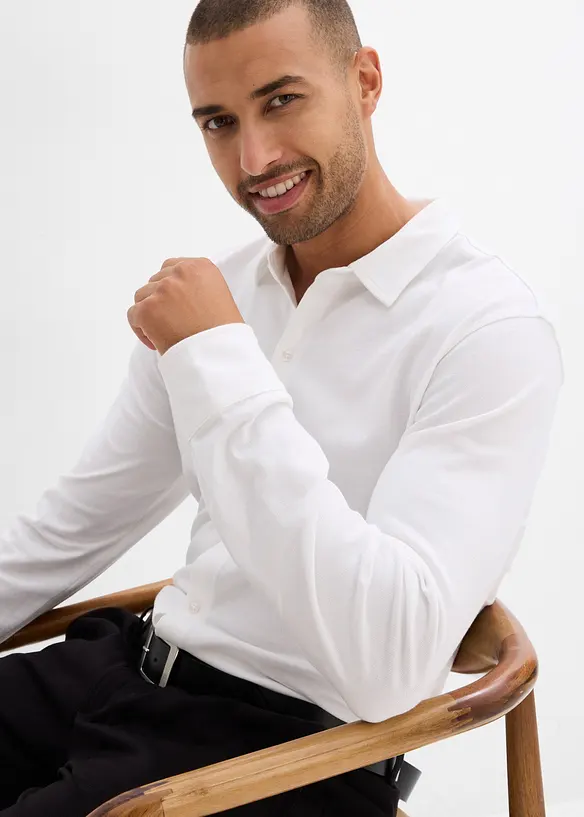 Super stretch overhemd van katoen-piqué, slim fit, bonprix