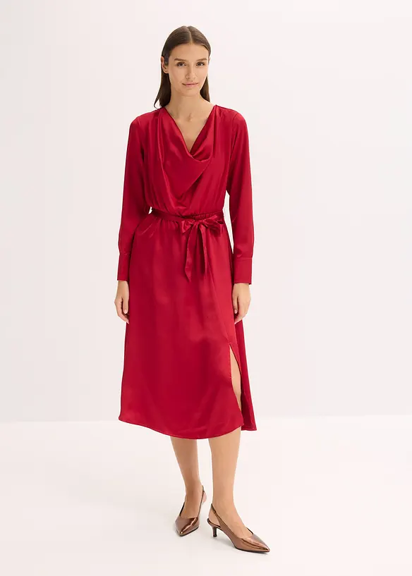 Midi jurk van glanzend satijn, bonprix