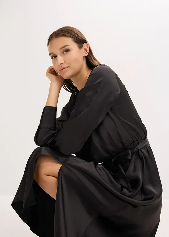 Midi jurk van glanzend satijn, bonprix