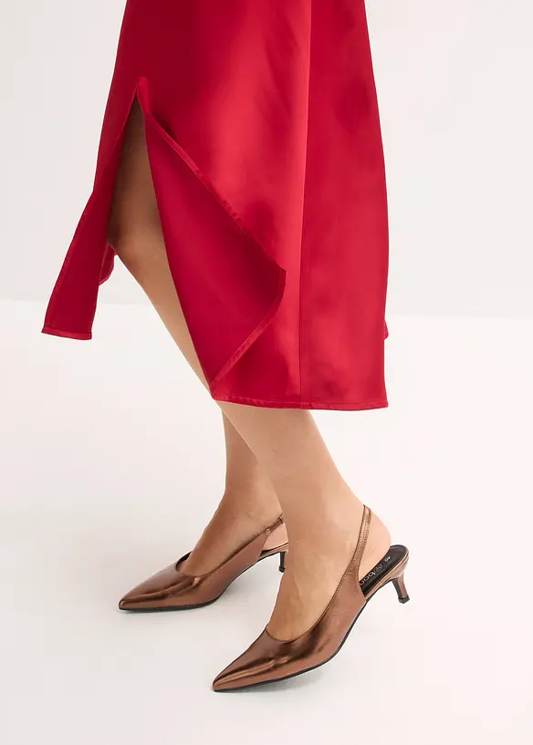 Midi jurk van glanzend satijn, bonprix