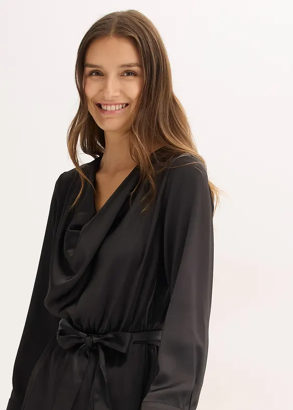 Midi jurk van glanzend satijn, bonprix