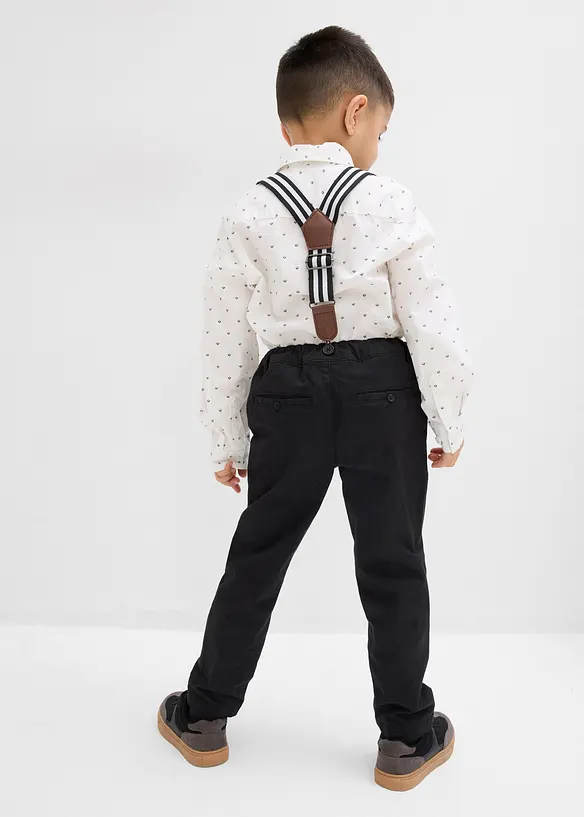 Overhemd, stretch broek, bretels en vlinderstrik (4-dlg. set), bonprix