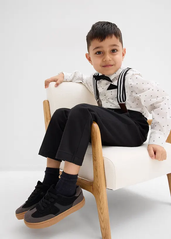 Overhemd, stretch broek, bretels en vlinderstrik (4-dlg. set), bonprix