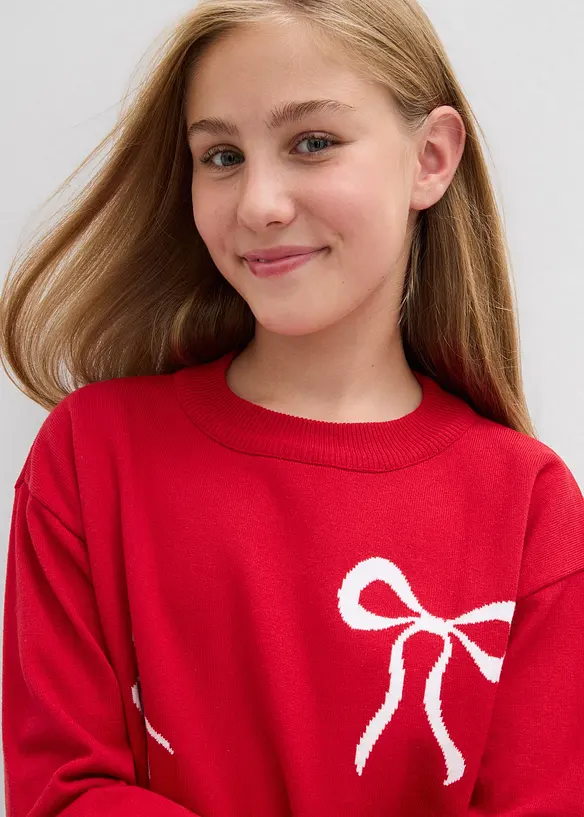 Fijngebreide trui met strik, bonprix