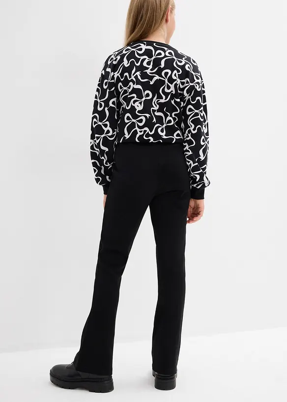 Broek van stevig katoen-jersey met wijd uitlopende pijpen, bonprix