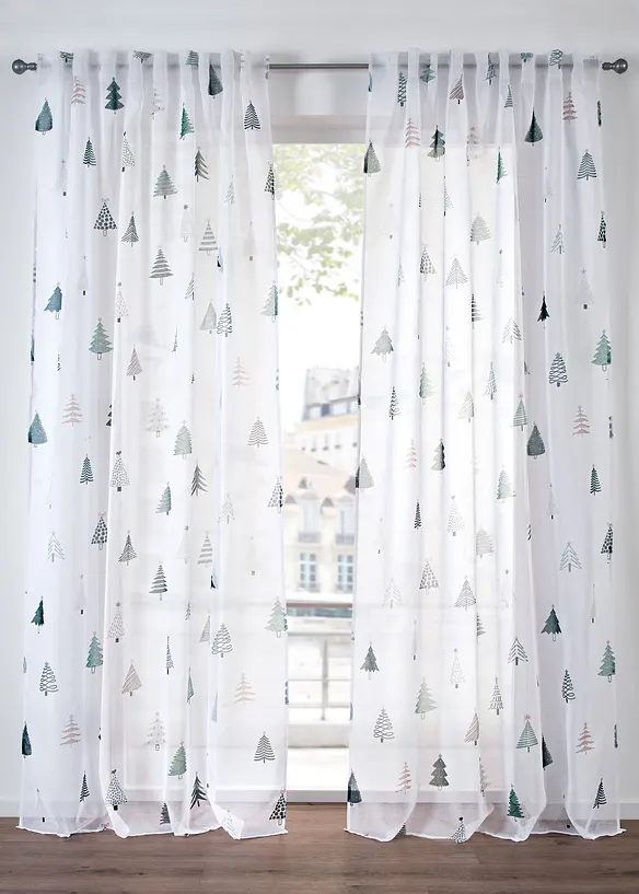Gordijn met dennenbomen print (1 stuk), bonprix