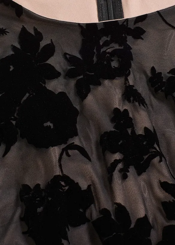 Mini jurk van fijne mesh met flockprint, bonprix