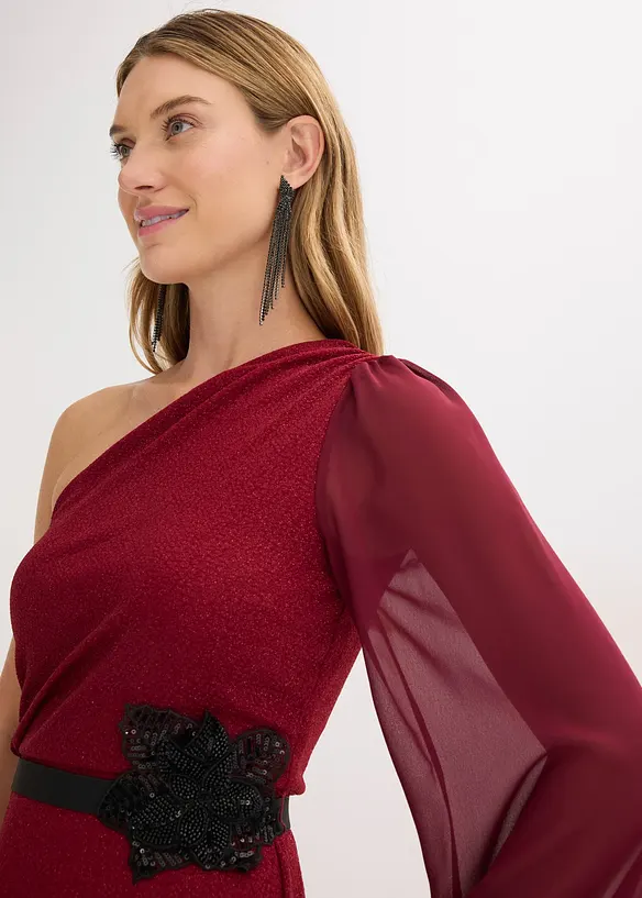 One shoulder jurk met glitters, bonprix