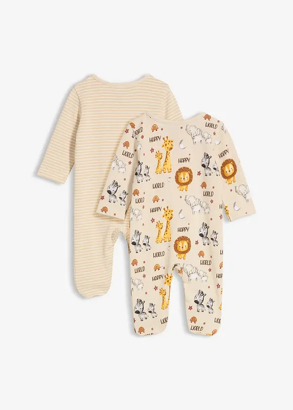 Baby pyjama onesie (set van 2) van biologisch katoen, bonprix