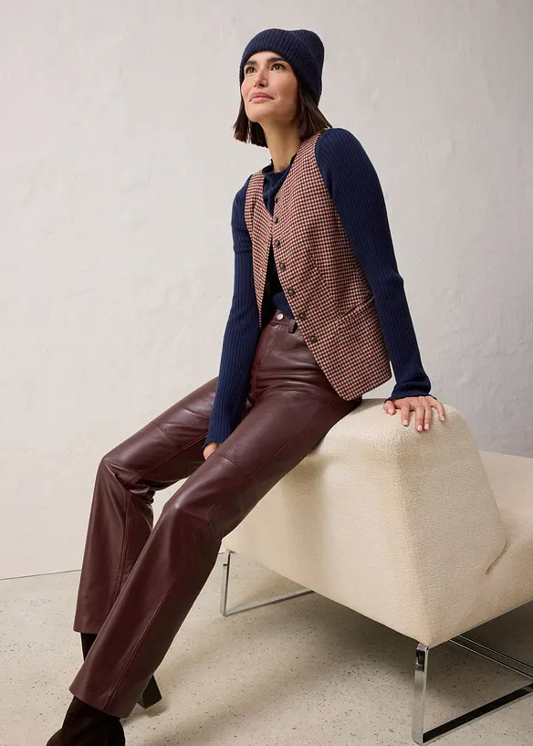 Leren broek van lamsnappa, bonprix