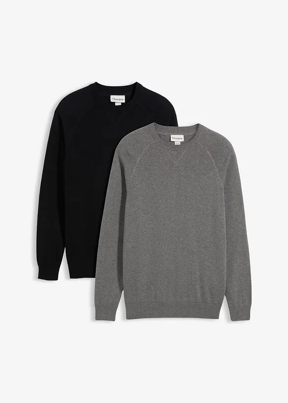Gebreide trui van katoen (set van 2), bonprix