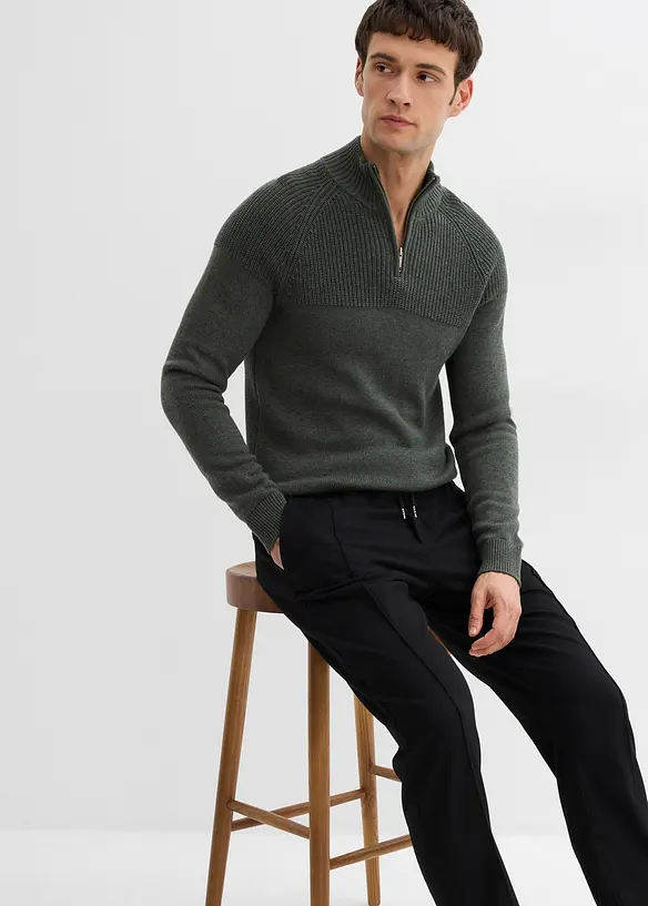 Broek met comfortband in wollen look, regular fit, bonprix