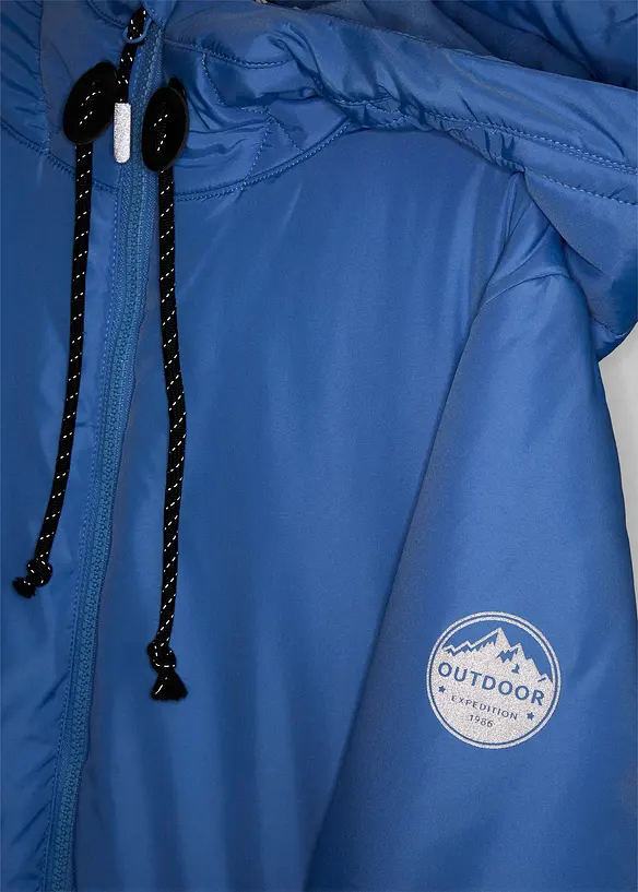 Lange, gewatteerde outdoor jas met reflecterende details, bonprix