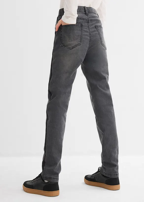 Meisjes thermojeans met jersey voering, mid waist, bonprix