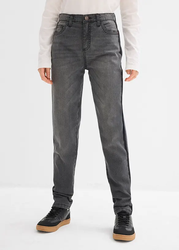 Meisjes thermojeans met jersey voering, mid waist, bonprix