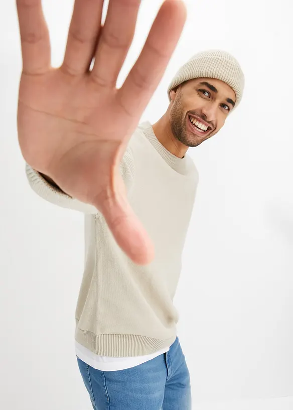 Trui met ronde hals, loose fit, bonprix